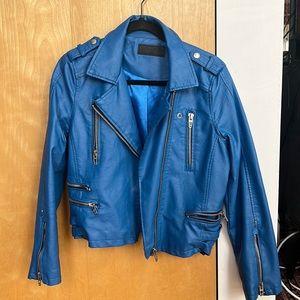 Blue faux leather jacket🦋🦋🦋🦋